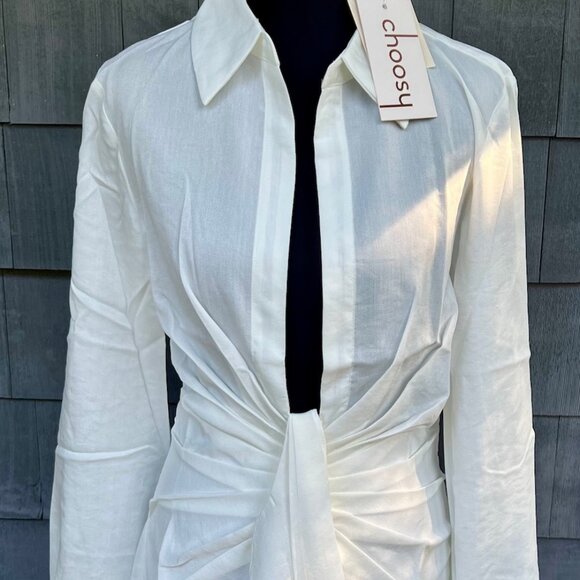 Crosby St White Plunging Shirt Dress by Choosy NWT Size 2 - Picture 1 of 5